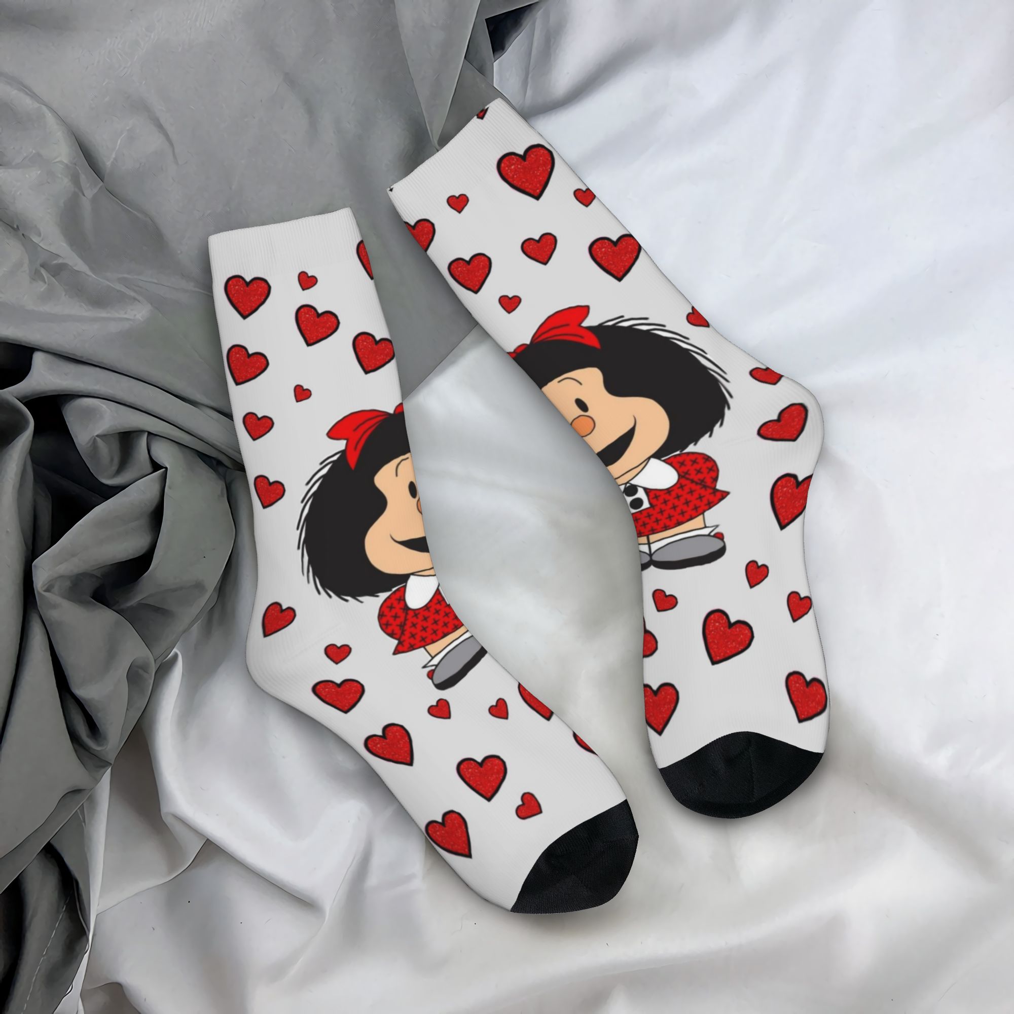 Dress Sock Men - جوارب مخصصة بتصميم فكاهي M-Mafalda للرجال