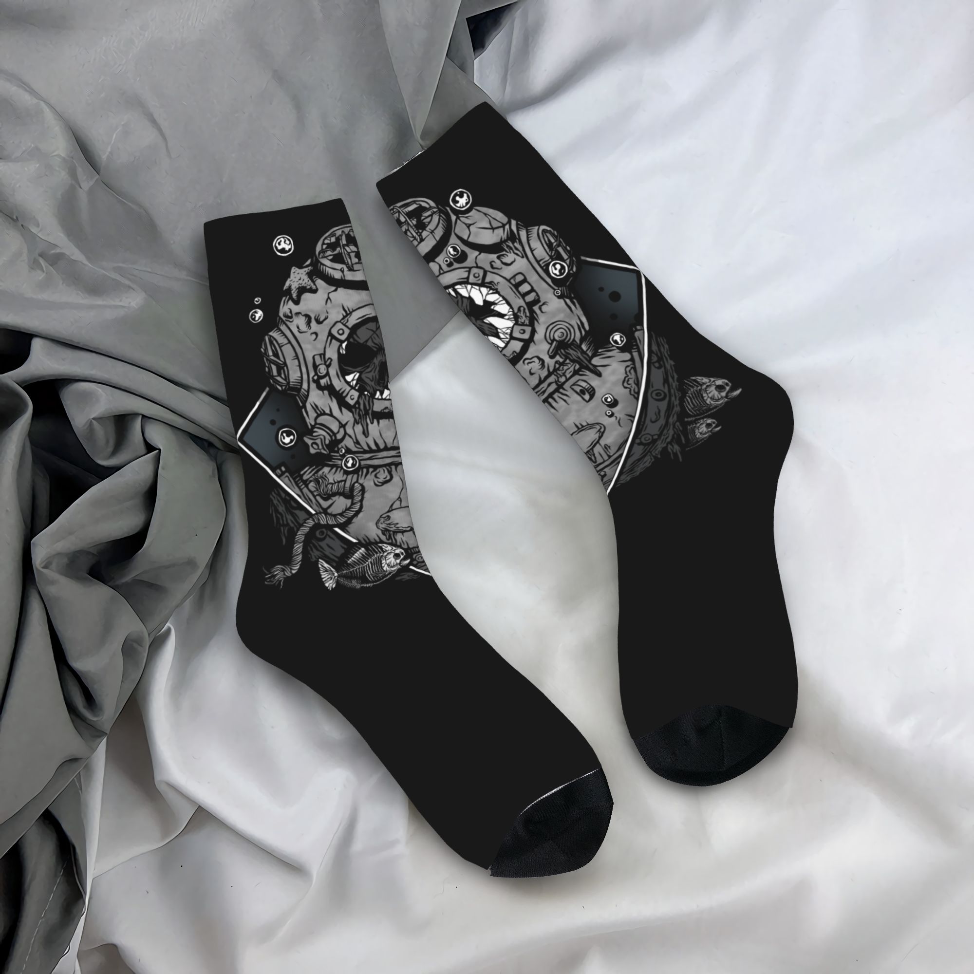 Dress Sock Men - جوارب رجالية مخصصة مضحكة بتصميم جمجمة