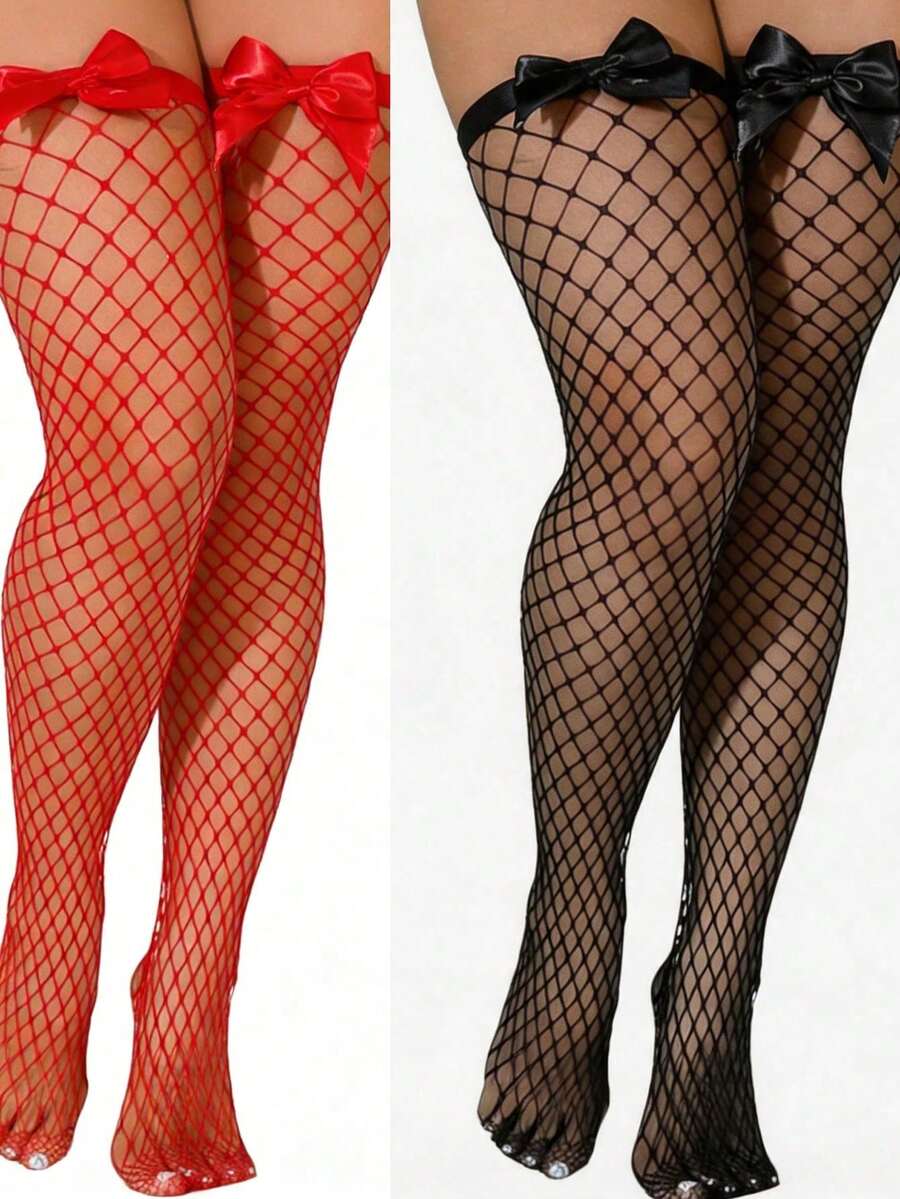 Fishnet Stocking Women - جوارب شبكية طويلة فوق الركبة بتصميم
