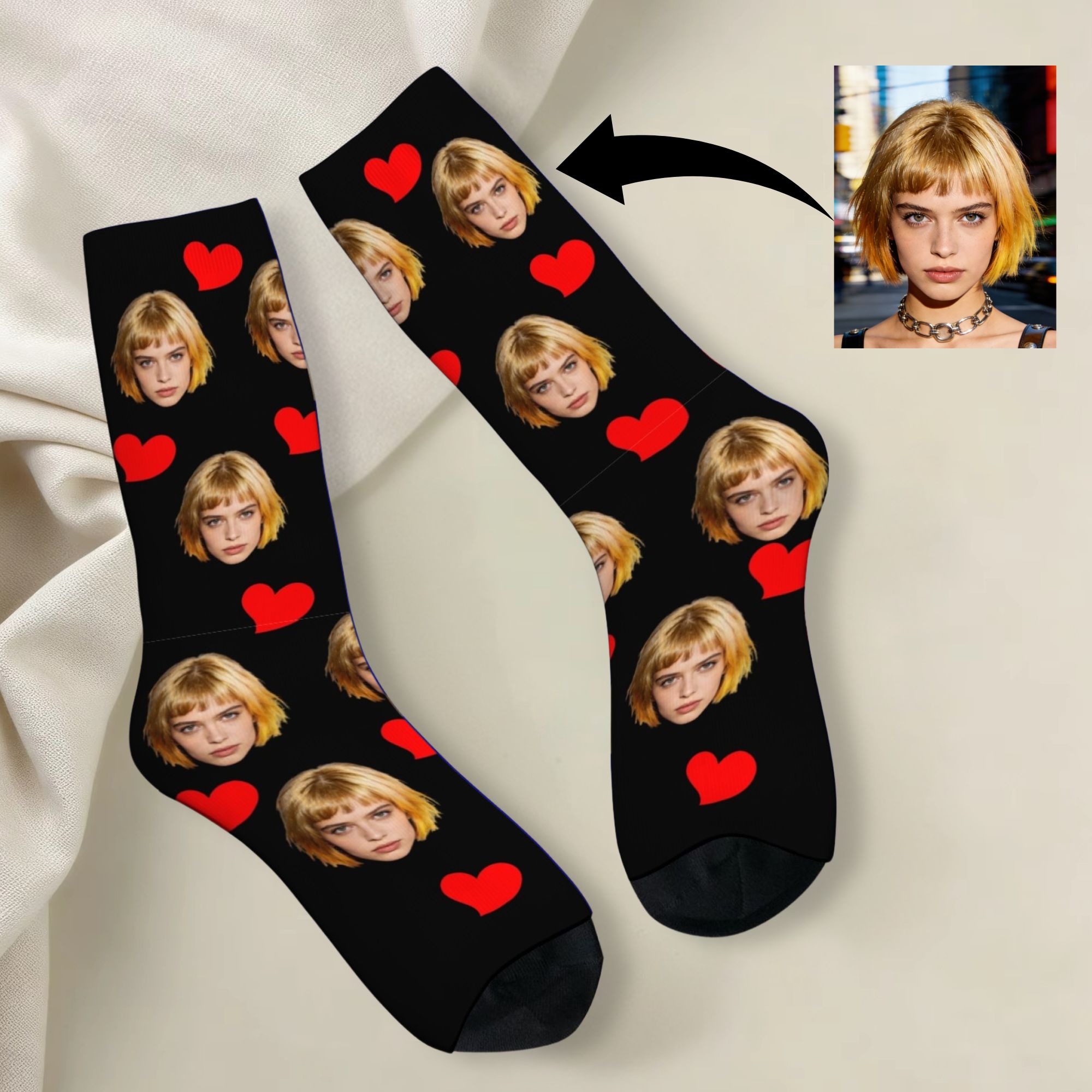 Dress Sock Men - جوارب مخصصة بتصميم شخصي للوجه، جوارب