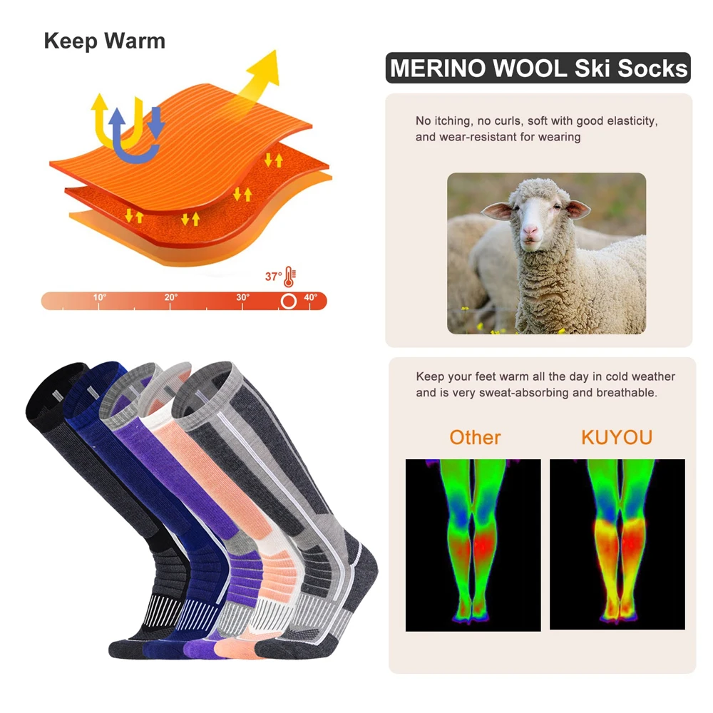 XQQMXX-جوارب تزلج حرارية عالية - مراجعة Thermal Sock Winter وسعره